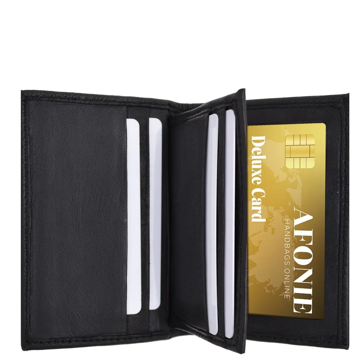 Slim Center Flap ID Premium Leather RFID Blocking Wallet