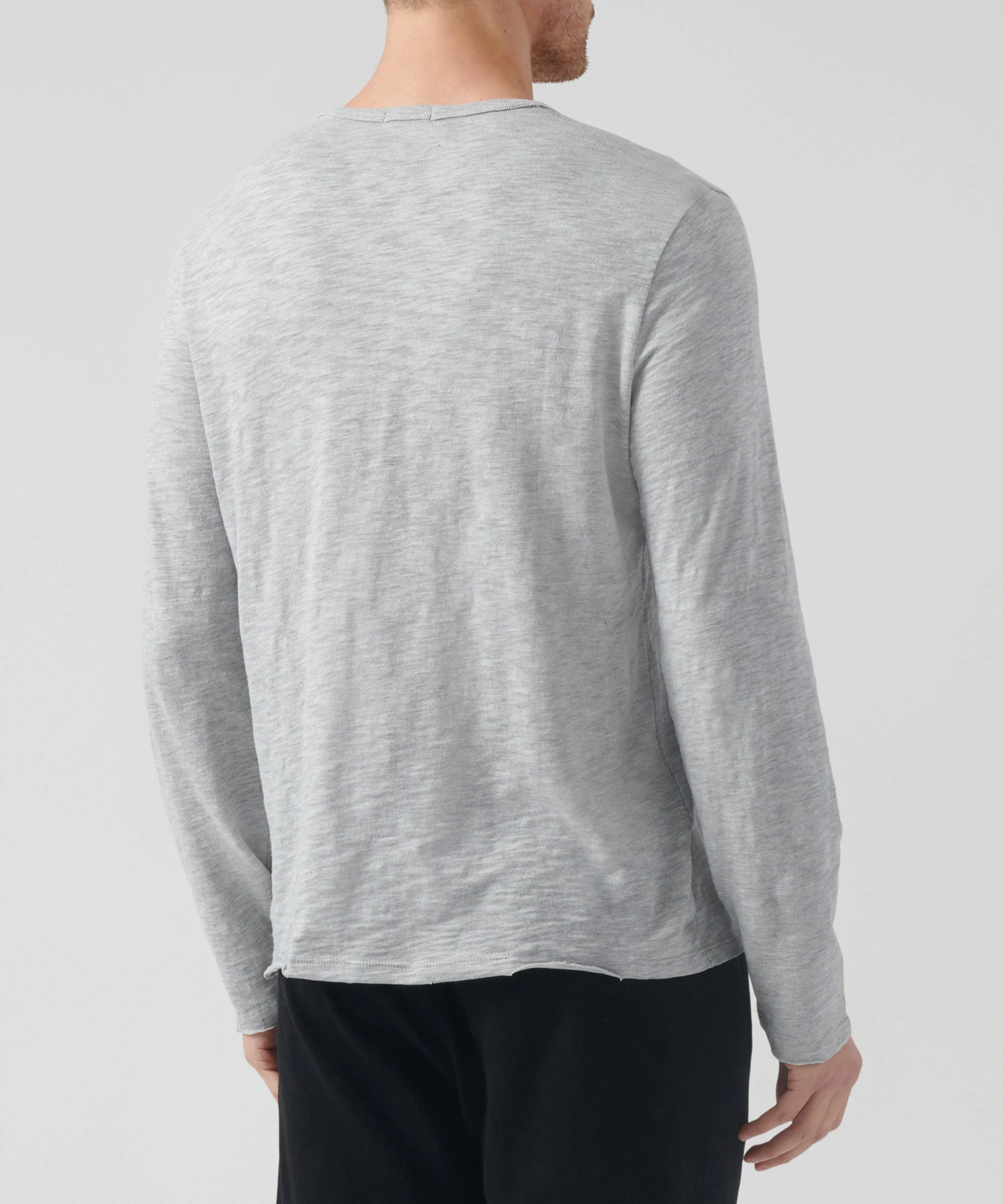 Slub Jersey Destroyed Wash Henley - Heather Grey