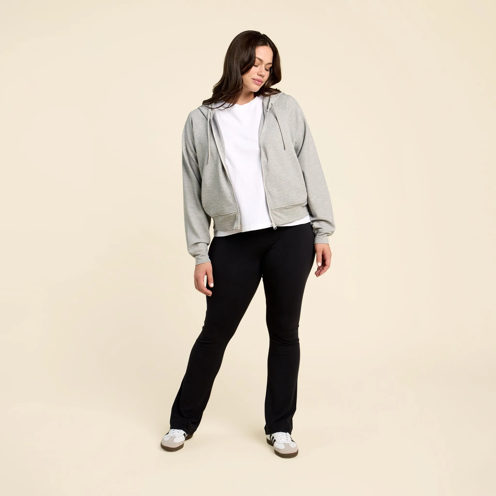 Sporty Waffle Zip Up | Heather Grey