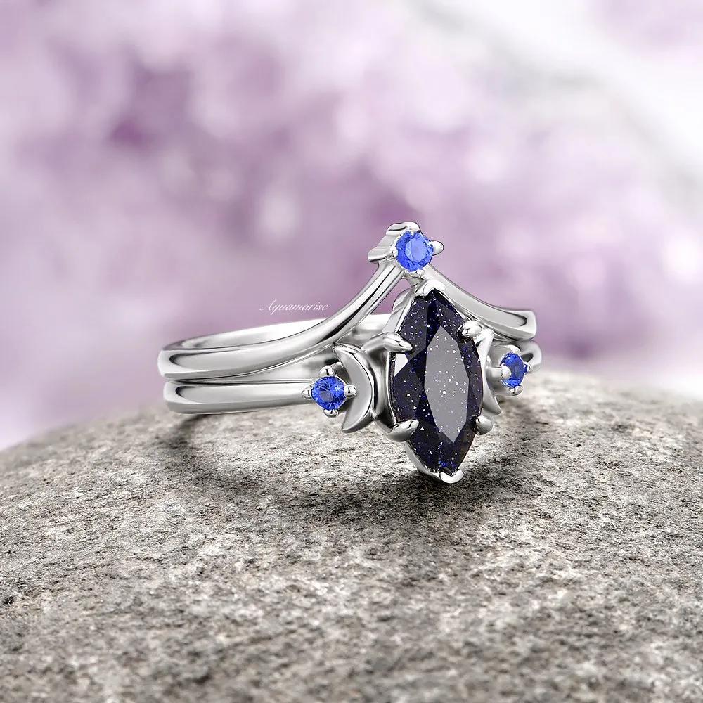 Starry Night, Meteorite & Blue Fire Opal Couples Ring