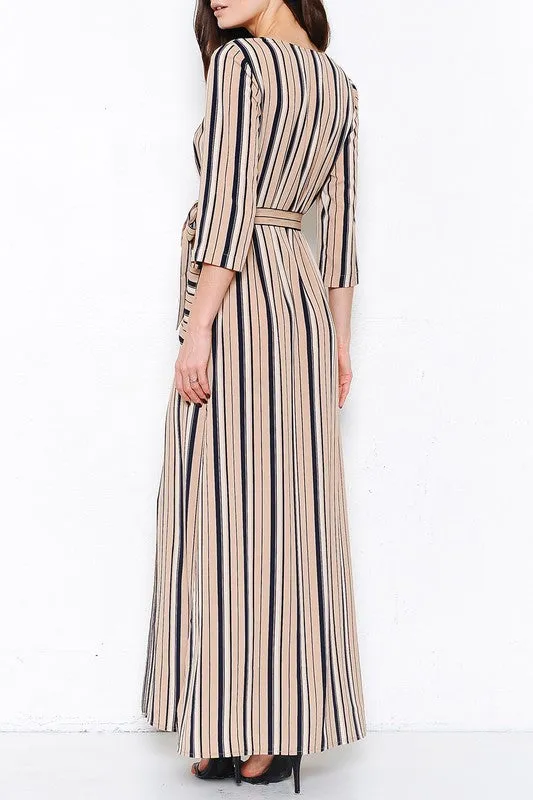 Striped Maxi Wrap Dress