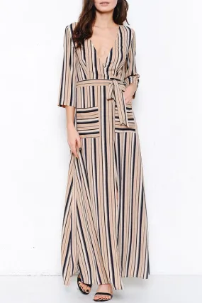 Striped Maxi Wrap Dress