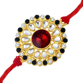 Sukkhi Blossomy Designer Floral Gold Plated rakhi with Roli chawal and Greeting Card