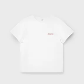 T-Shirt White, Pink Logo, Small