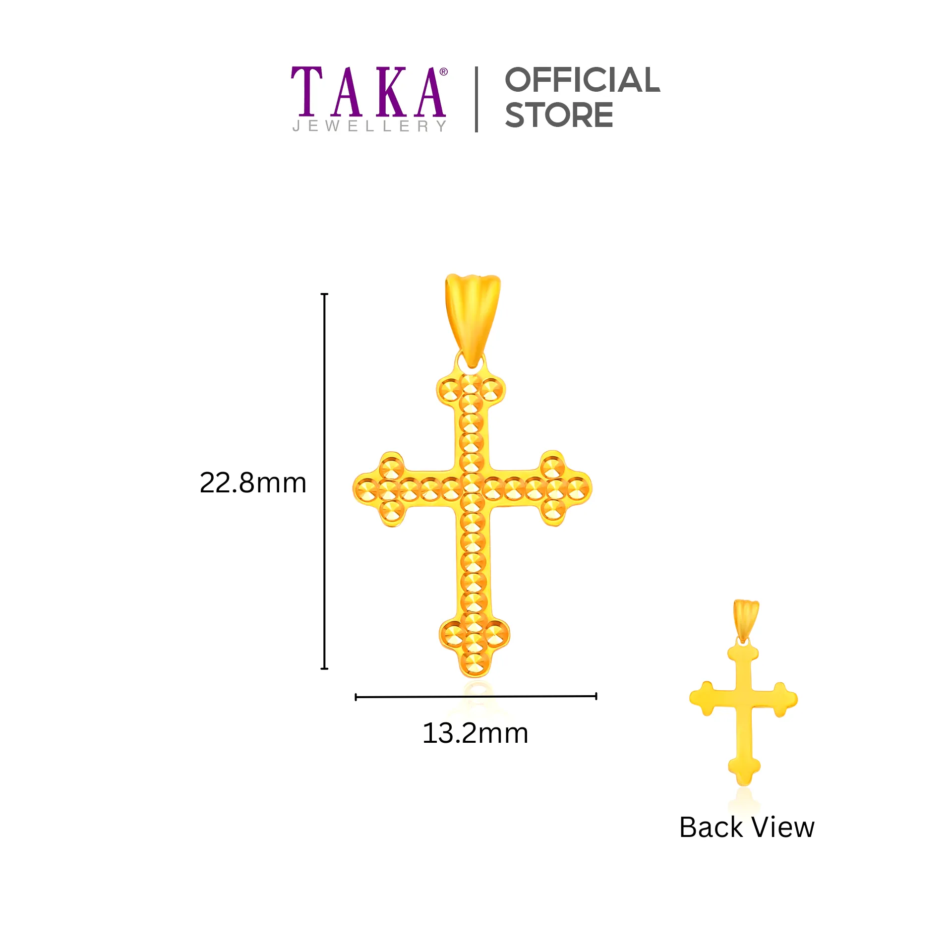 TAKA Jewellery 916 Gold Pendant Cross