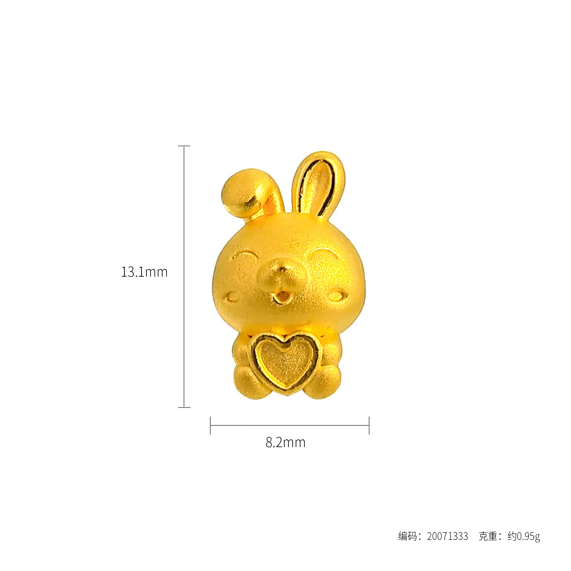 TAKA Jewellery 999 Pure Gold Charm Bunny Hugging Heart