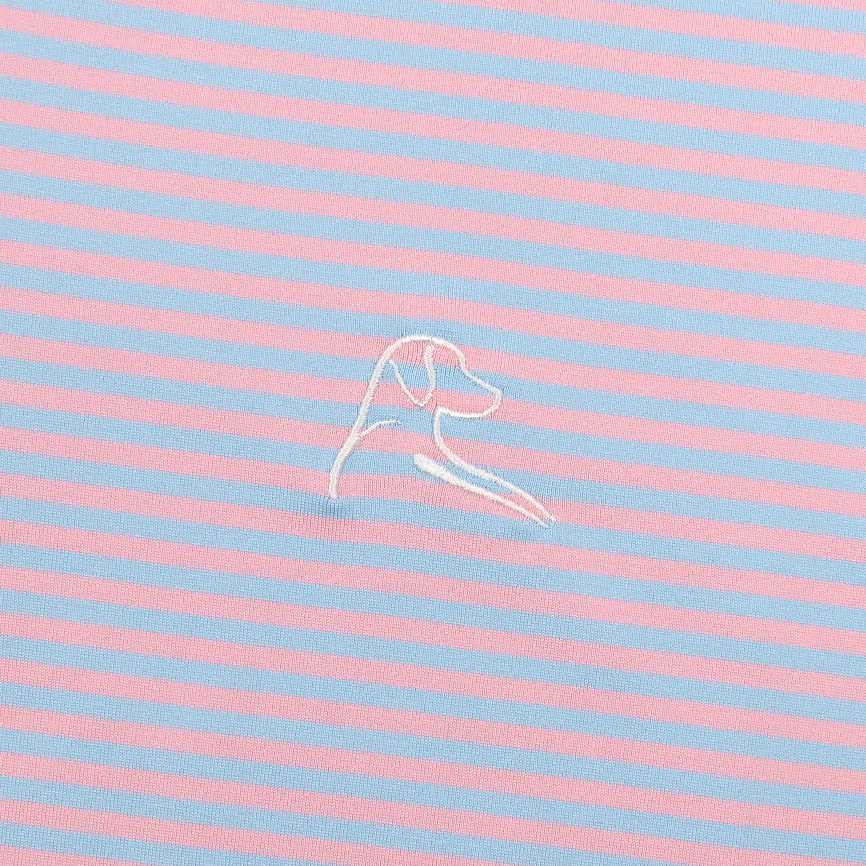 The Birdie Stripe | Performance Polo | The Birdie Stripe - Flamingo Pink/Pure Blue