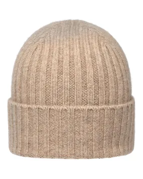 Unisex Chunky Ribbed Cashmere Hat Oatmeal Brown