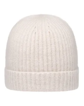 Unisex Ribbed Cashmere Hat Frost White