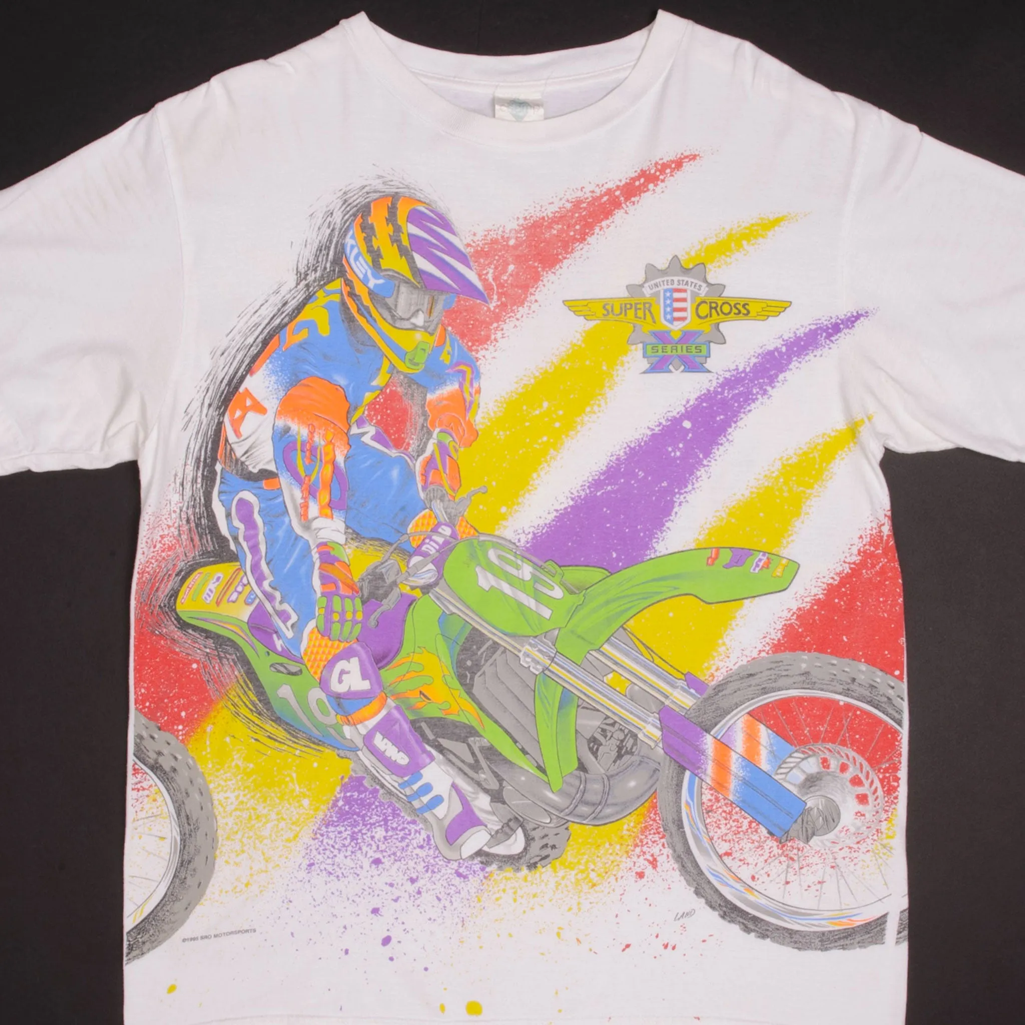 VINTAGE ALL OVER PRINT US SUPERCROSS X SERIES 1995 TEE SHIRT SIZE XL