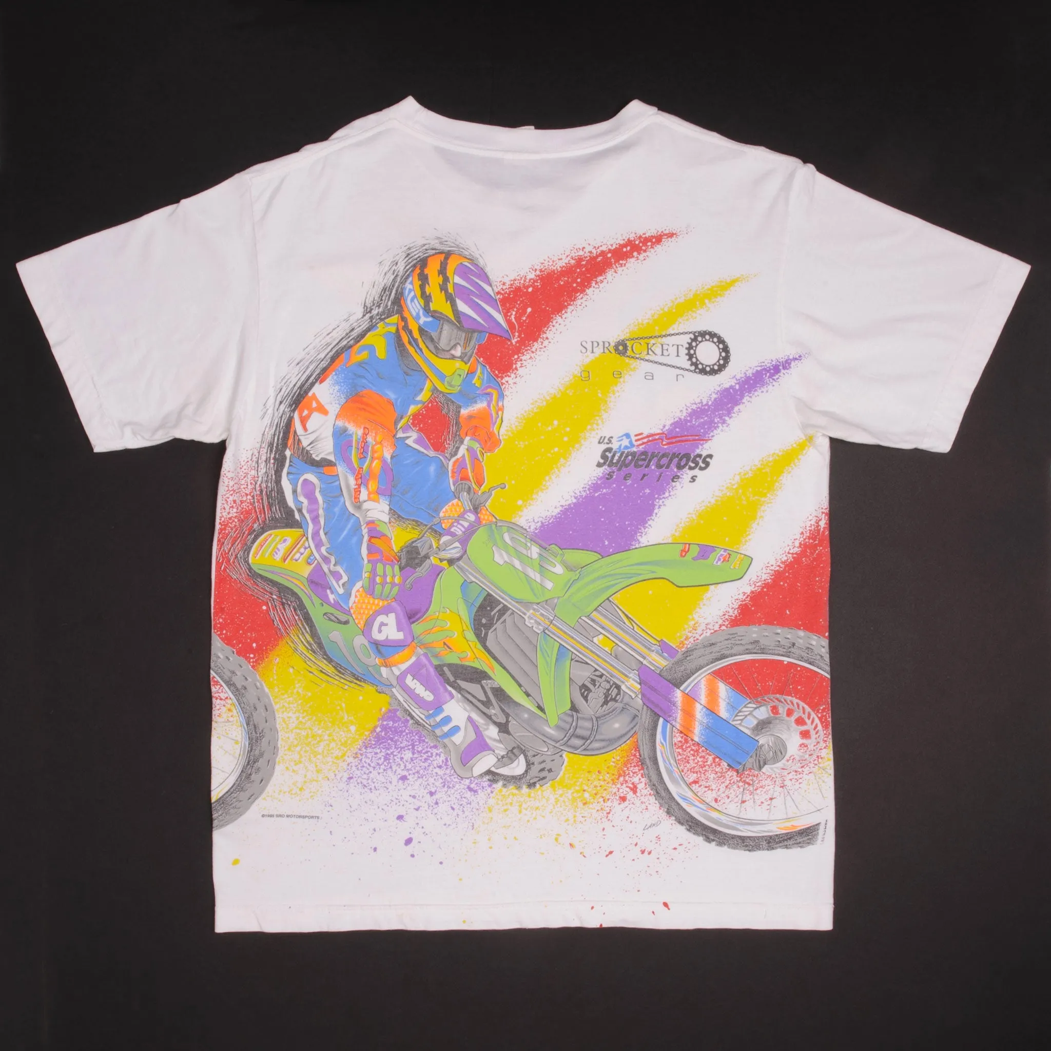 VINTAGE ALL OVER PRINT US SUPERCROSS X SERIES 1995 TEE SHIRT SIZE XL