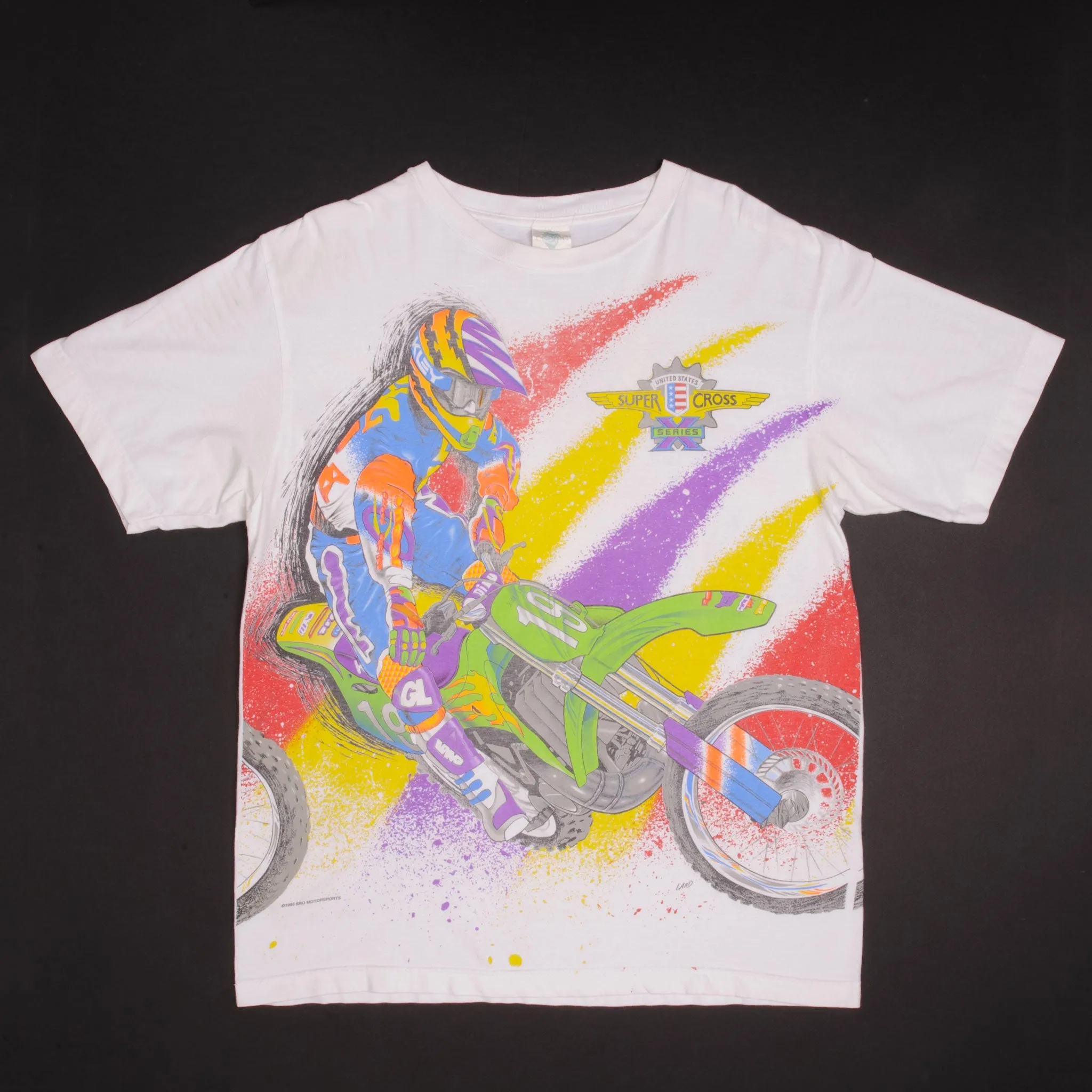 VINTAGE ALL OVER PRINT US SUPERCROSS X SERIES 1995 TEE SHIRT SIZE XL