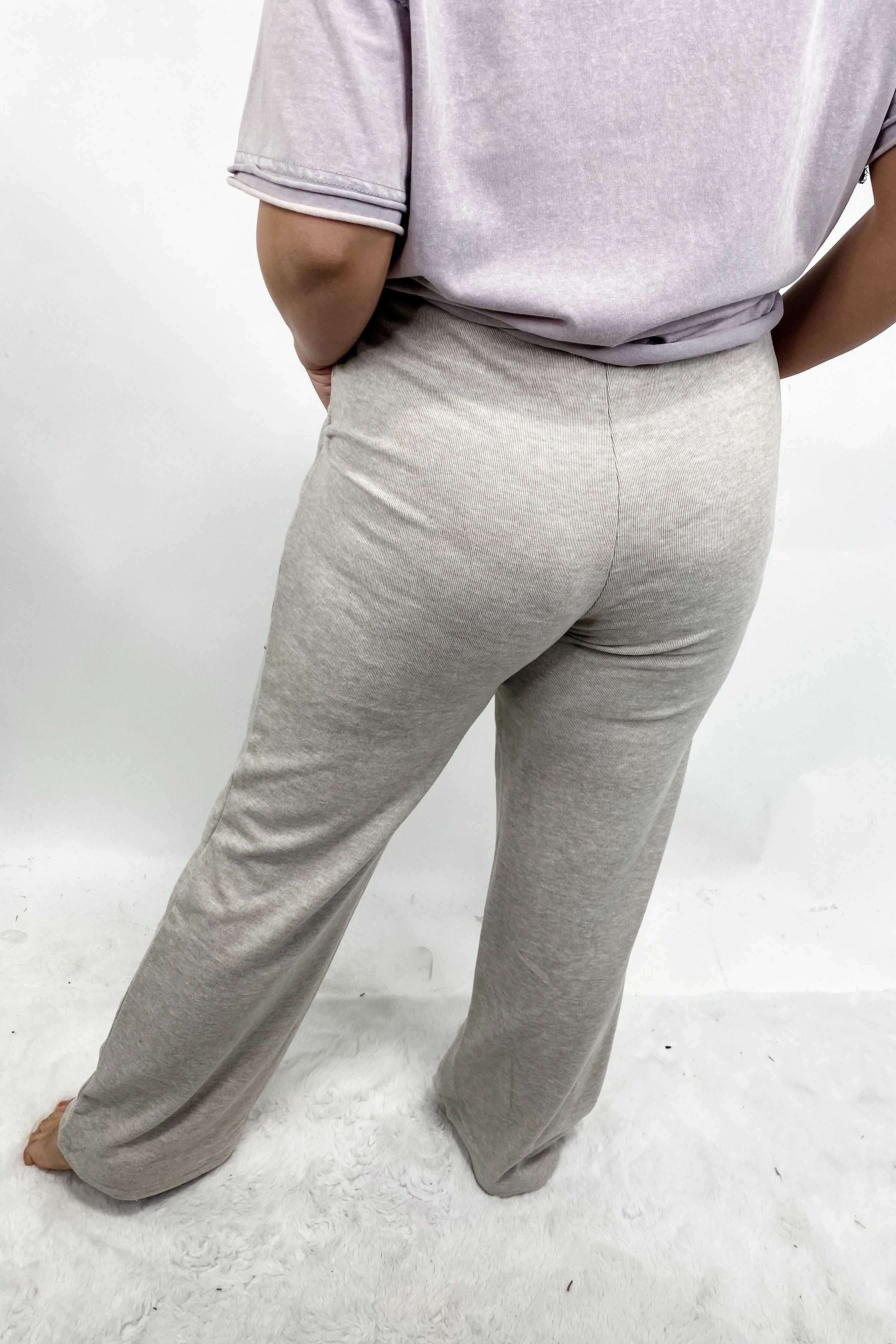 Winding Down- {Beige & Charcoal} Super Soft Wide Leg Pants w/ Pockets