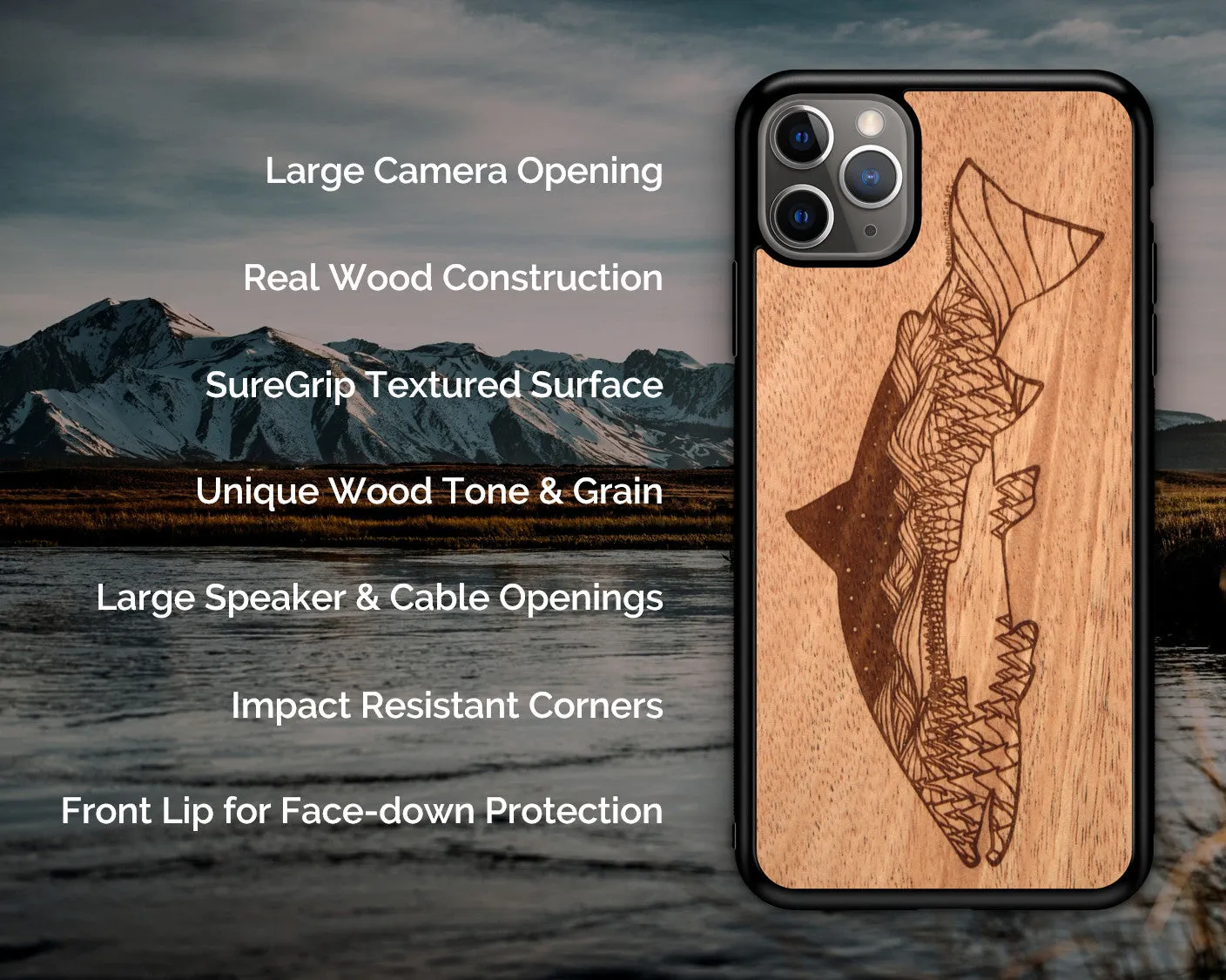 Wooden Phone Case (Outdoor Adventure - Colorado Flag Night Landscape)