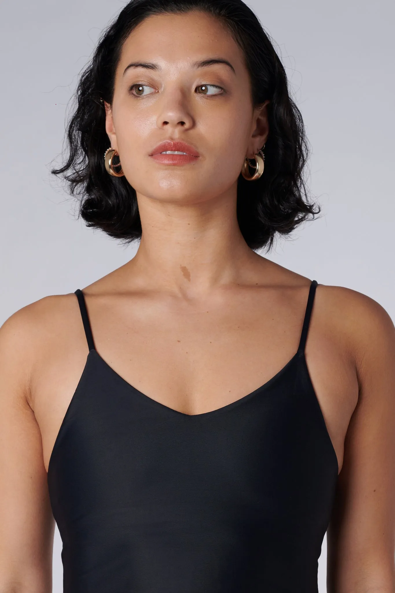 Zuli Thin Strap Crop Top | Recycled Nylon | Black