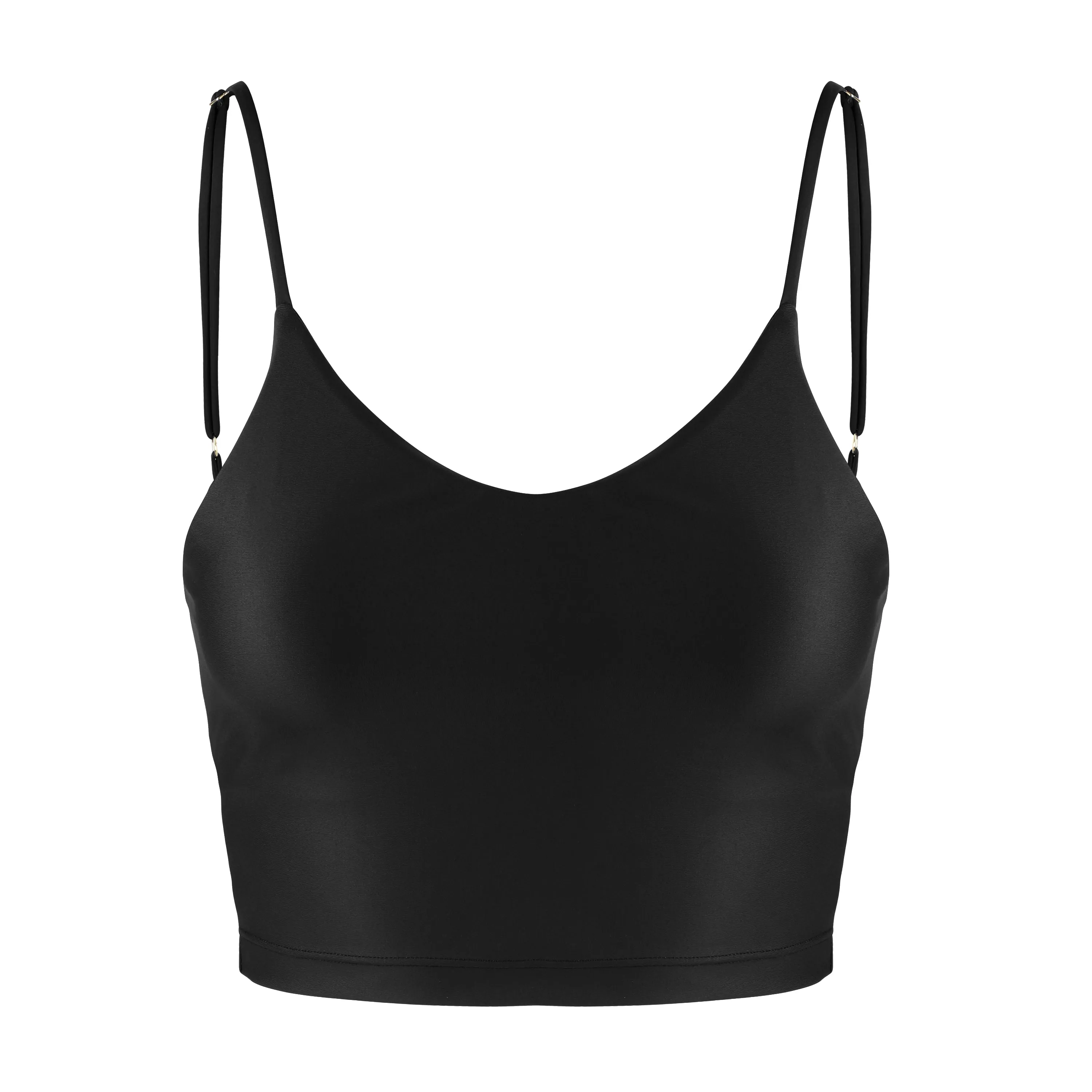 Zuli Thin Strap Crop Top | Recycled Nylon | Black